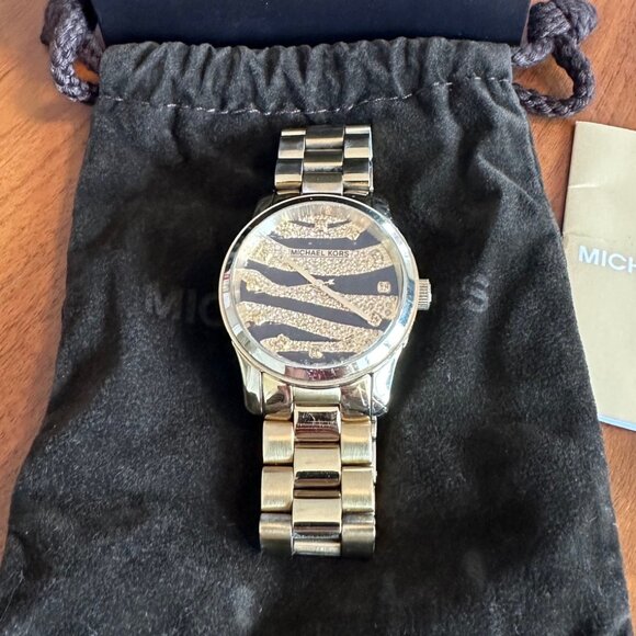 Michael Kors Wrist Watch Gold Tone Bezel Set with Crystals Tiger Pattern MK-5126 main image 6